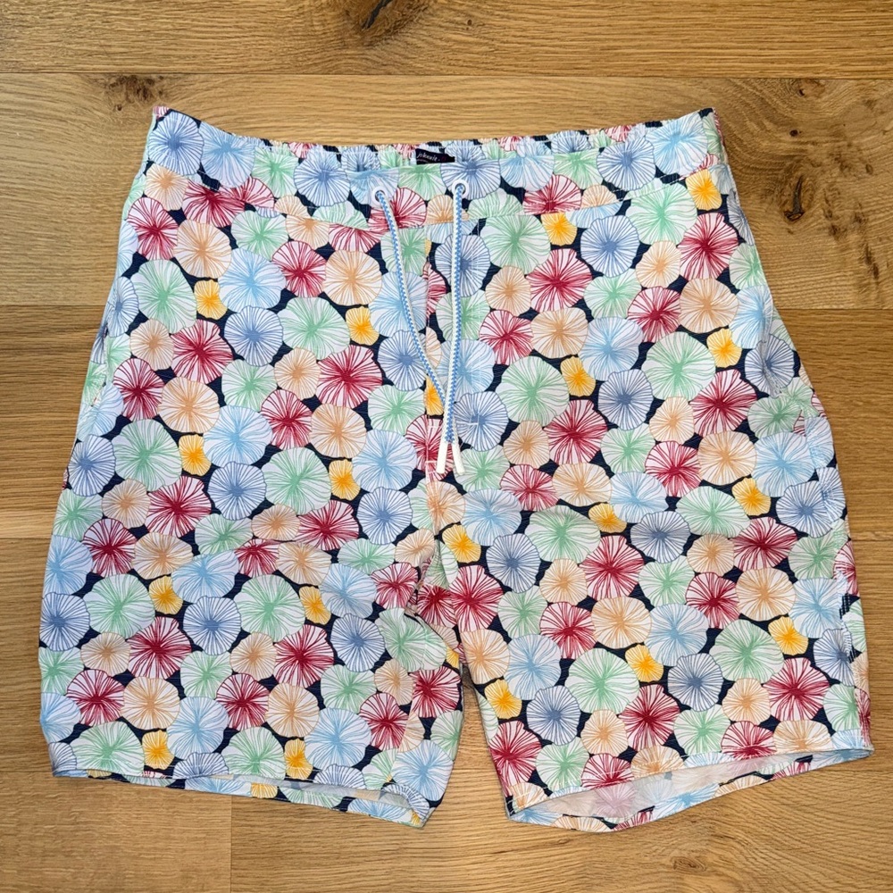 Johnny O the half elastic 7” Colorful Floral Men's XL surf Swim Shorts
